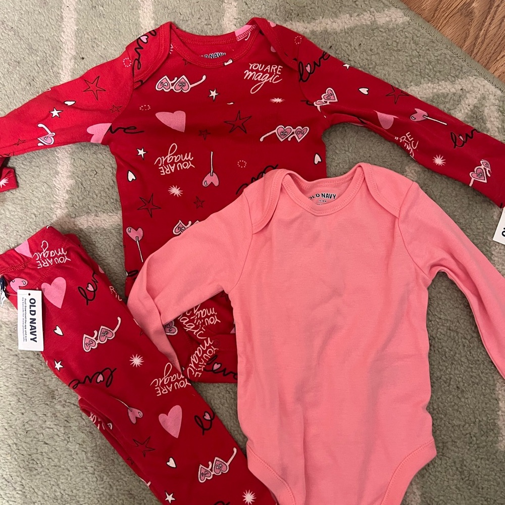 Old Navy Red and Pink Kids onesie set
